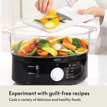 Two Tier Food Steamer with Stackable Baskets, Black