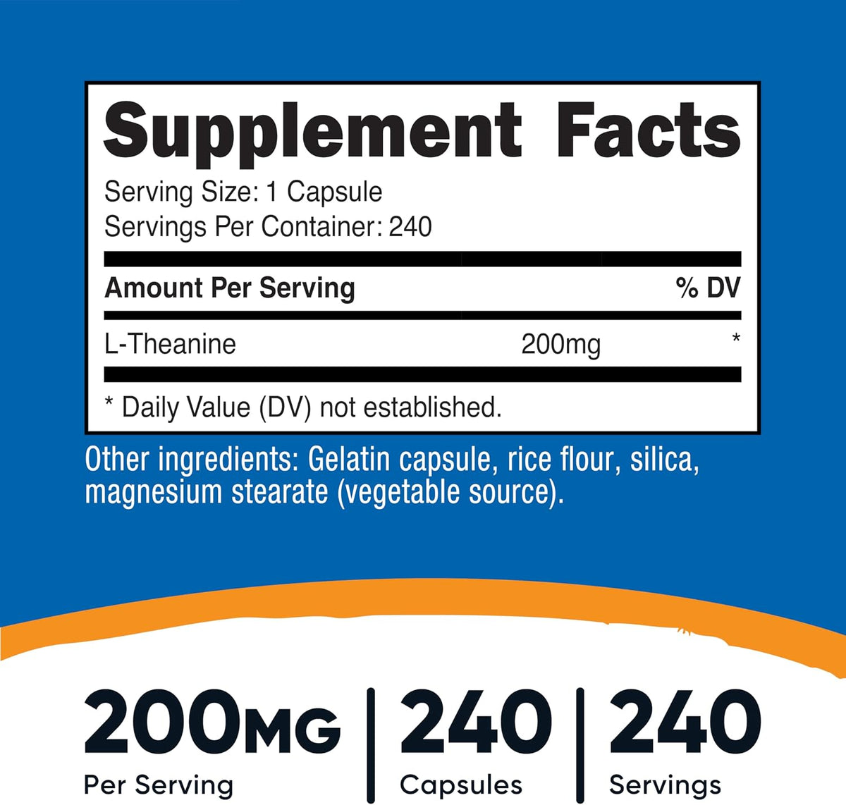 L-Theanine 200Mg, 240 Capsules - Double Strength