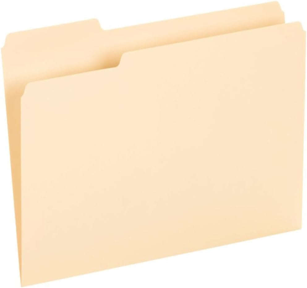 File Folders, 100 Pack, Durable Manila Folders, Letter Size (8.5" X 11"), 3 Top Tabs for Easy Labeling, Everyday Filing Essential for Offices, Classrooms & Home Document Organization