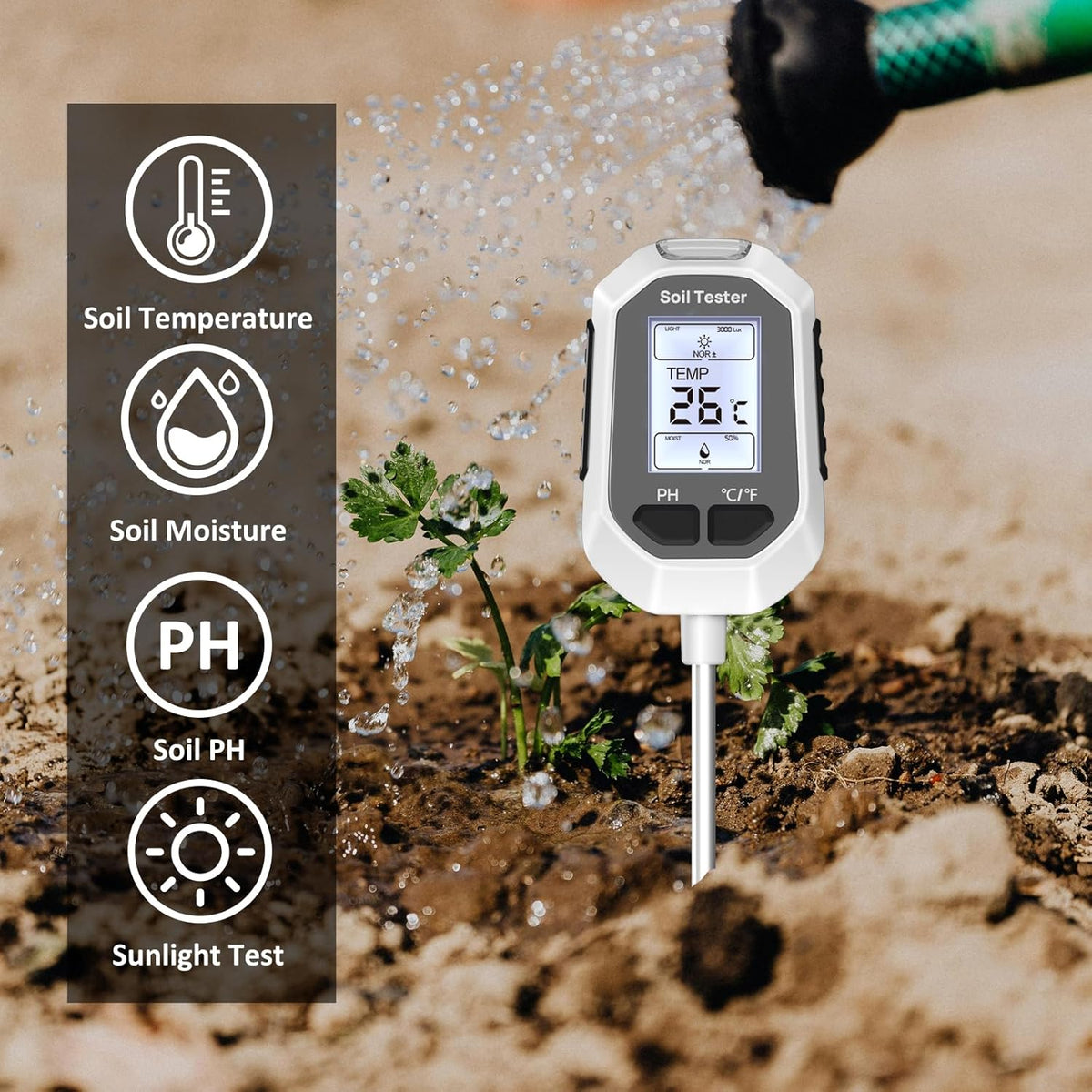 4-In-1 Soil Moisture Meter Digital Plant for Indoor ＆ Outdoor Plants