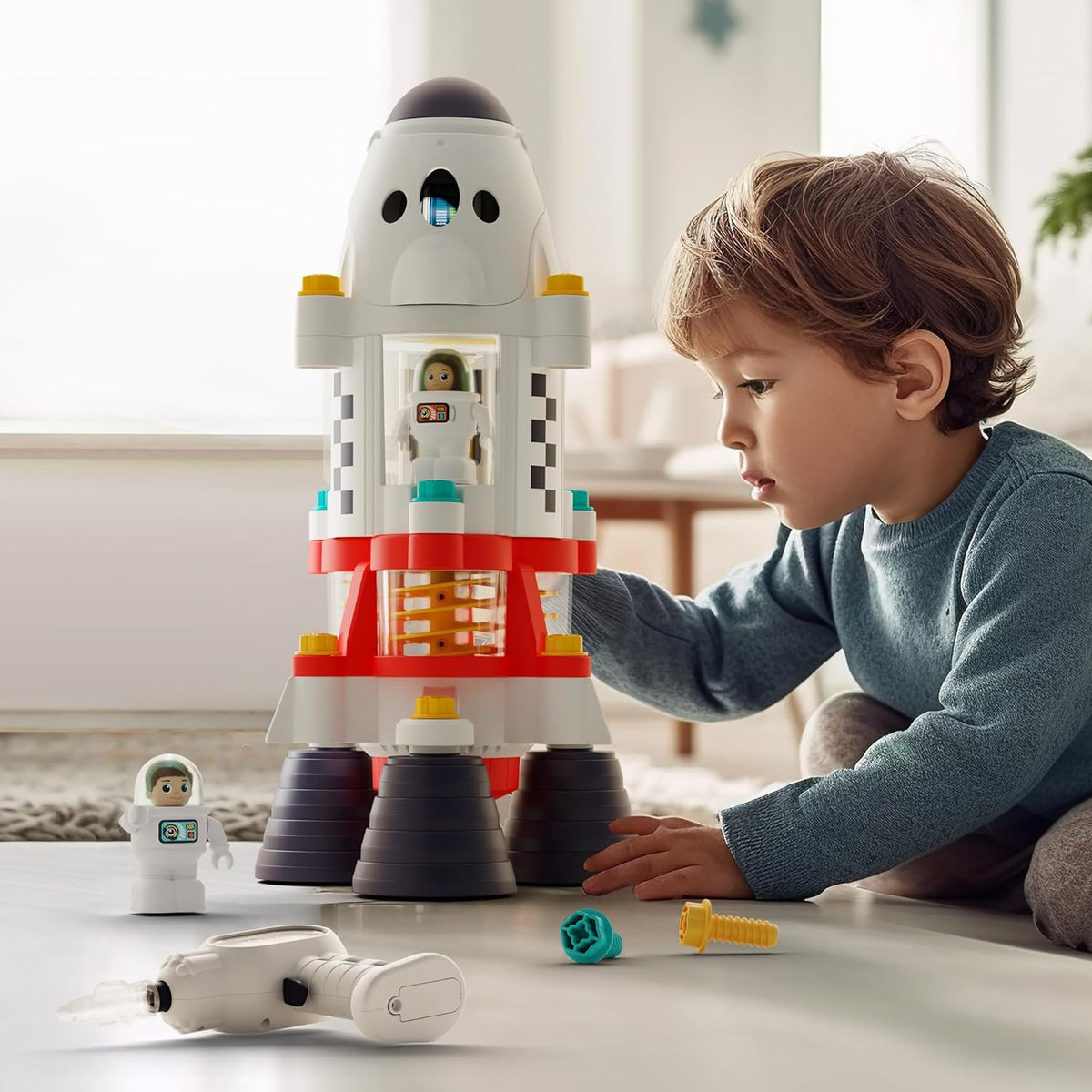 Rocket Space Toy 3 4 5 Year Old Boys Kids Girls, Toddler STEM