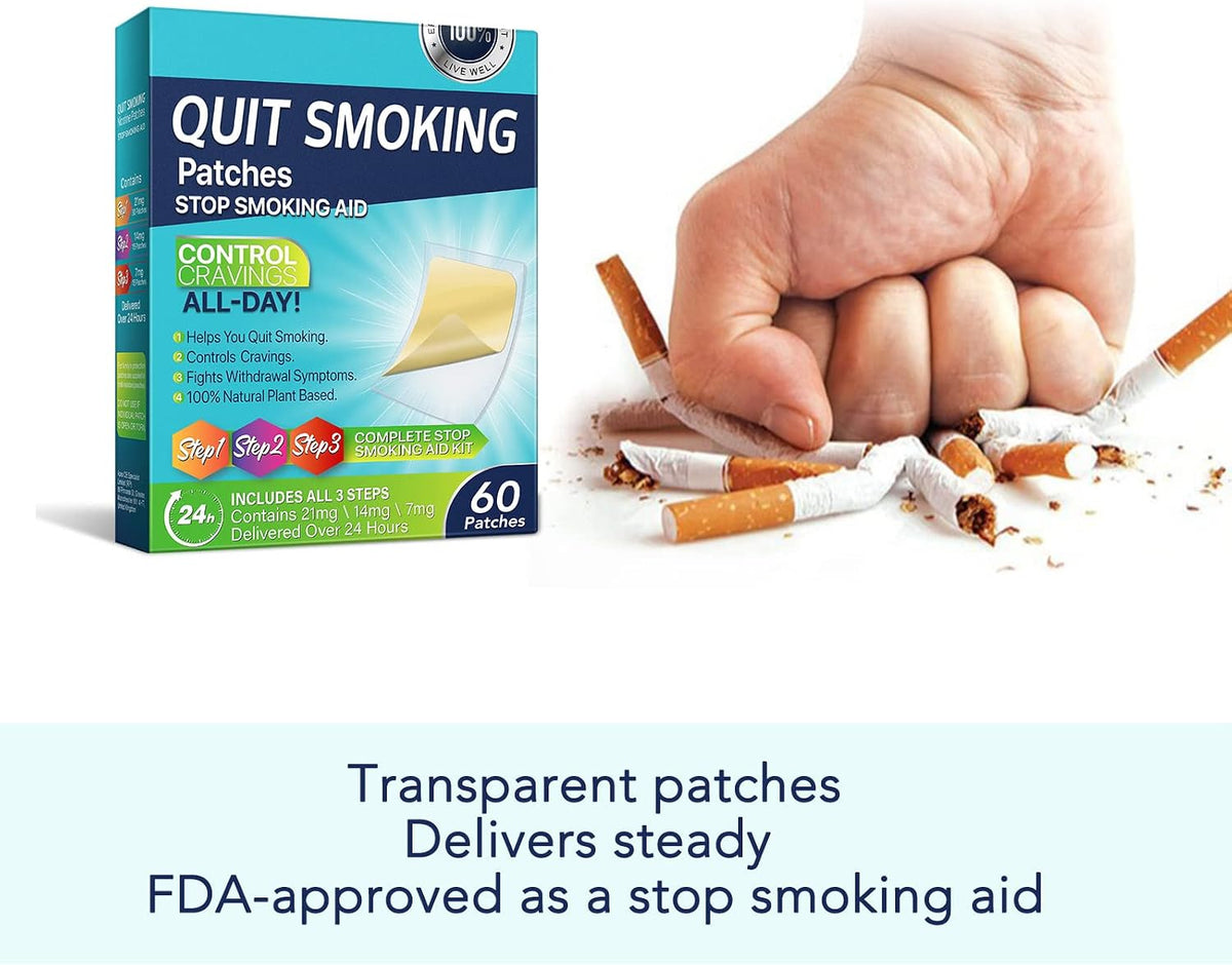 60PCS Quit Smoking Patches, Step 1 2 3 Stop Smoking Aids Patches