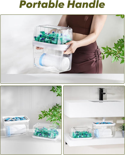 Trash Bag Dispenser Dishwasher Pods Container under Sink Organizer