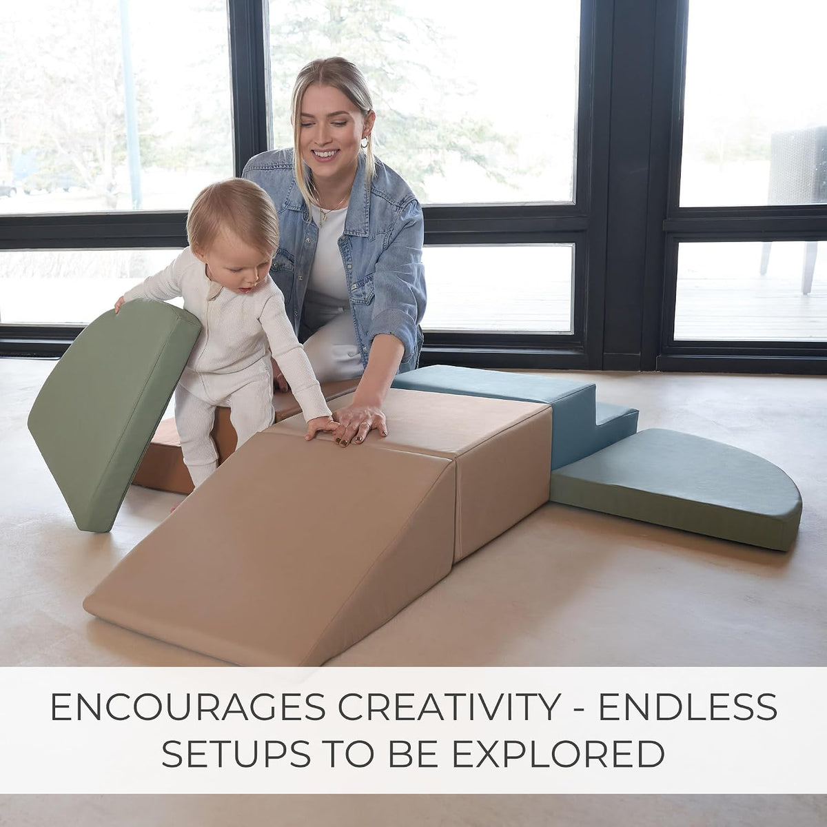 Fun Climbing Toy Set for Toddlers 1-3 - Crawl Tunnel, Foam Climbing Blocks