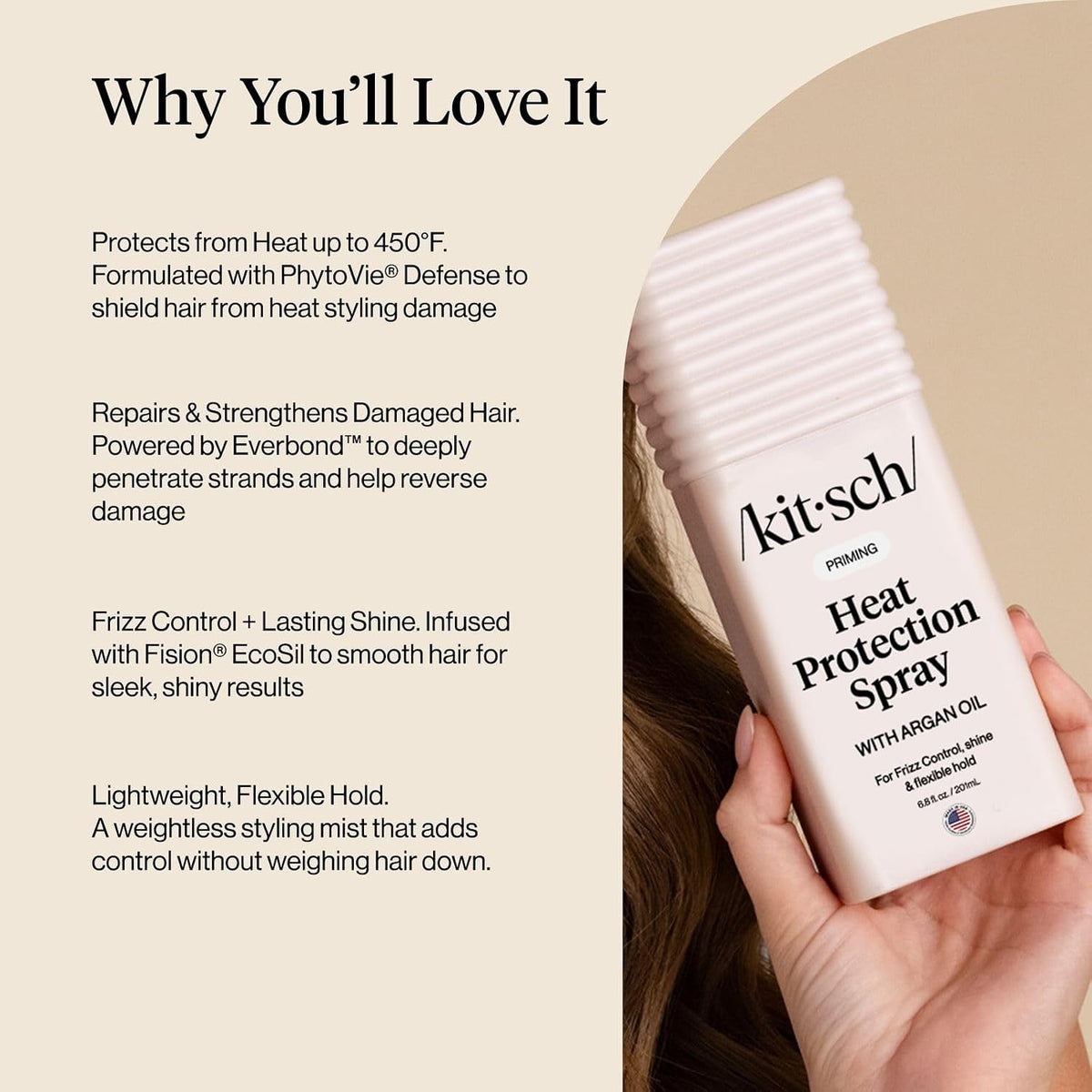 Heat Protection Spray for Hair - with Argan Oil 6.8Oz