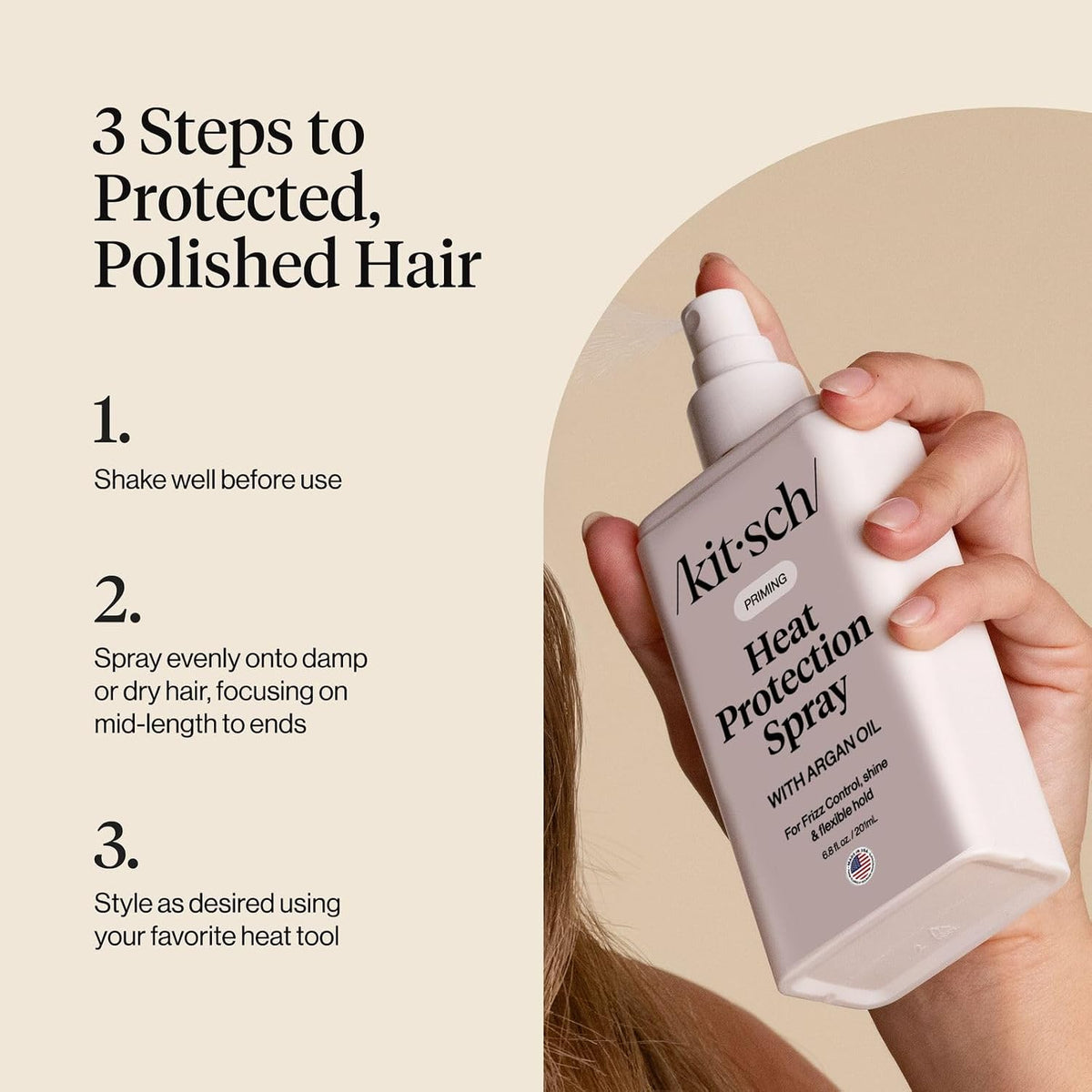 Heat Protection Spray for Hair - with Argan Oil 6.8Oz