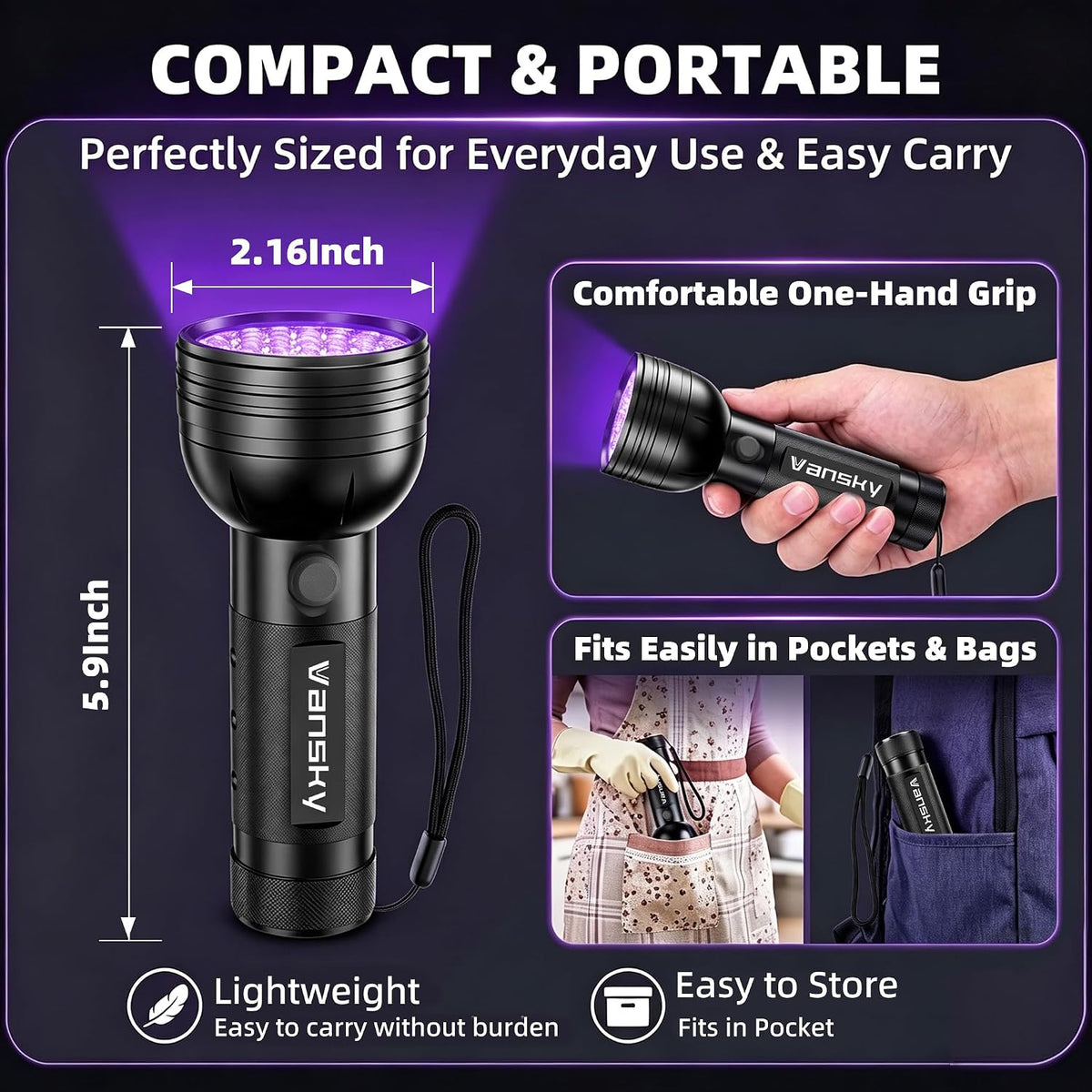 UV Light Stain Detector: 51 LED Black Light Finds Hidden Pet Urine