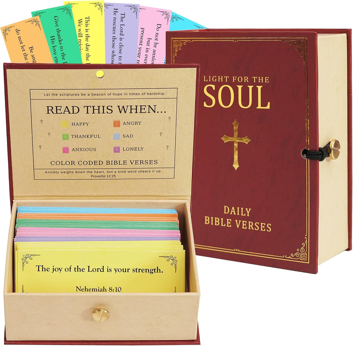 Read This When Bible Verse Box – 150 Color Coded Bible Verse for 6 Emotions – Mothers Day Gifts for Mom, Christian Gifts for Women