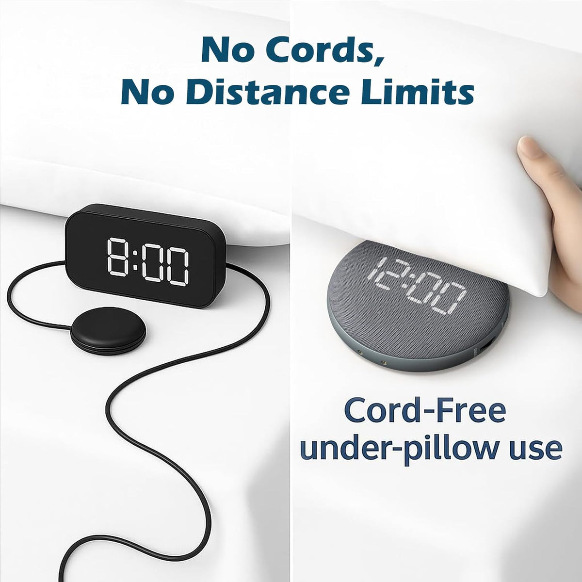 Super Loud Vibrating Alarm Clock for Heavy Sleepers Adults Teens