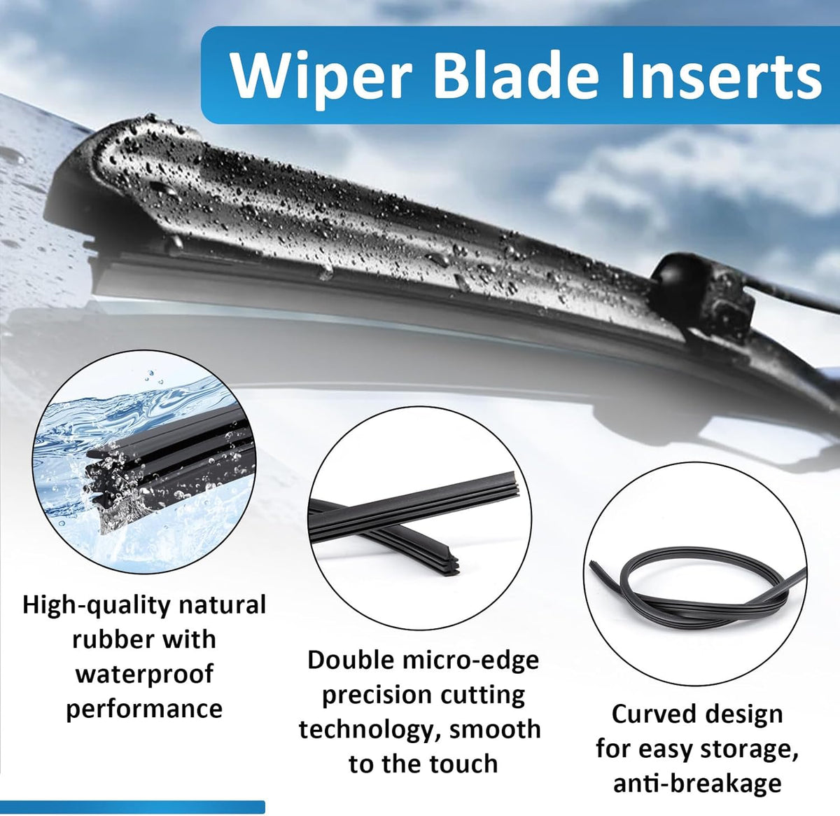 4Pcs Wiper Blade Refill, 28 Inch DIY Adjustable Wiper Blade Refill