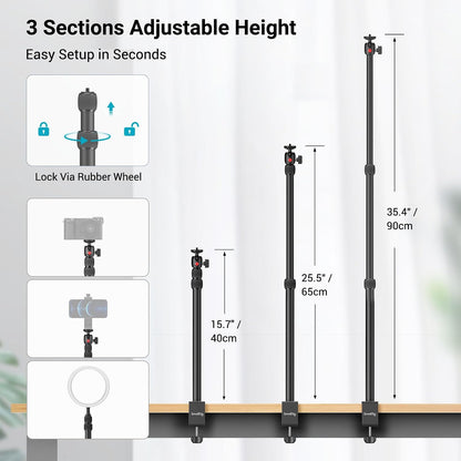 SMALLRIG Camera Mount C Stand, 15"-35" Adjustable Desk Clamp Table Tripod