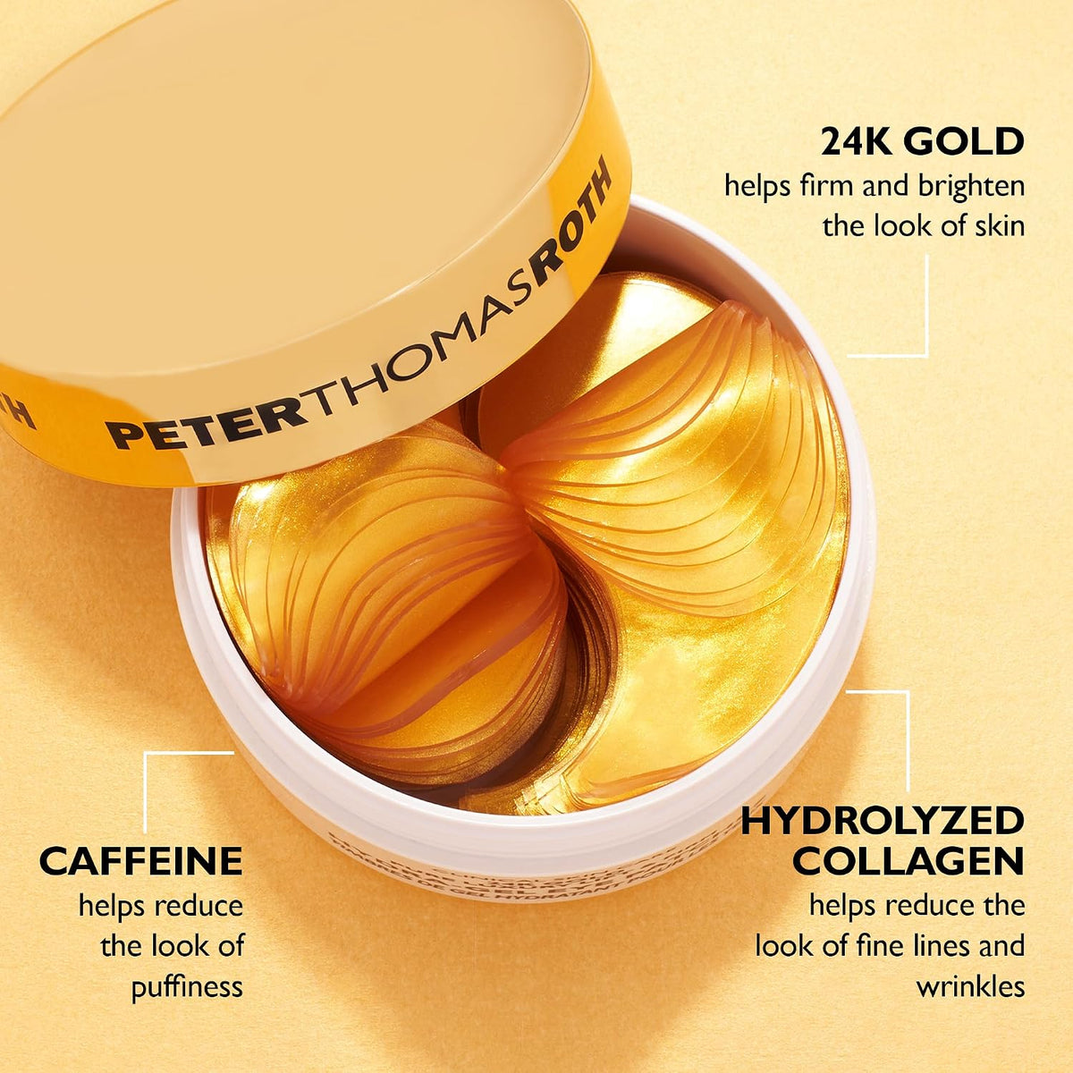 Peter Thomas Roth | 24K Gold Firming Hydra-Gel Eye Patches | Gold-Infused Eye Mask Patches for Fine Lines, Crow'S Feet and Dark Circles