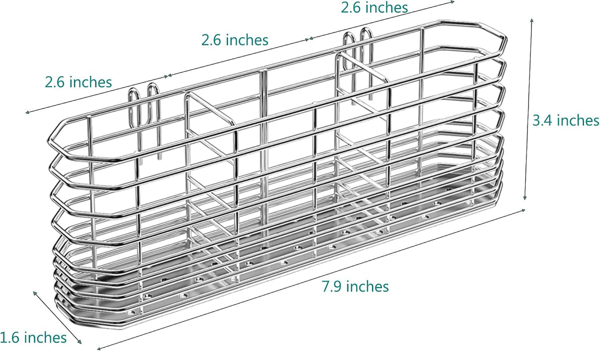 304 Stainless Steel Utensil Holder, Dish Drying Rack, Kitchen Utensil Organizer, Knife and Fork Drainage Rack, Kitchen Drainage Basket Accessories, with Hooks, Rust Proof, Color-Silver