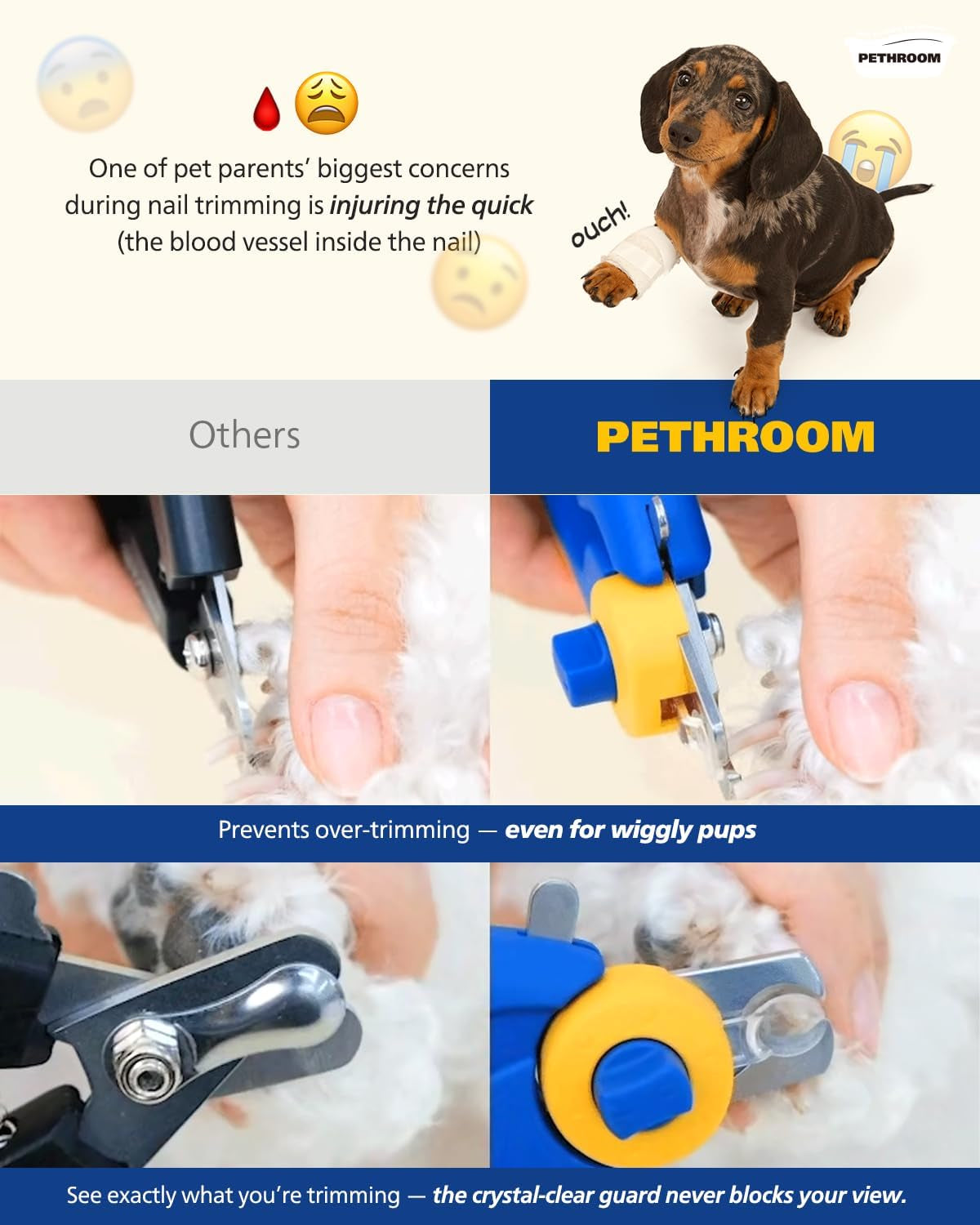 Professional Dog Nail Clipper with Safety Guard, Avoid Overcutting