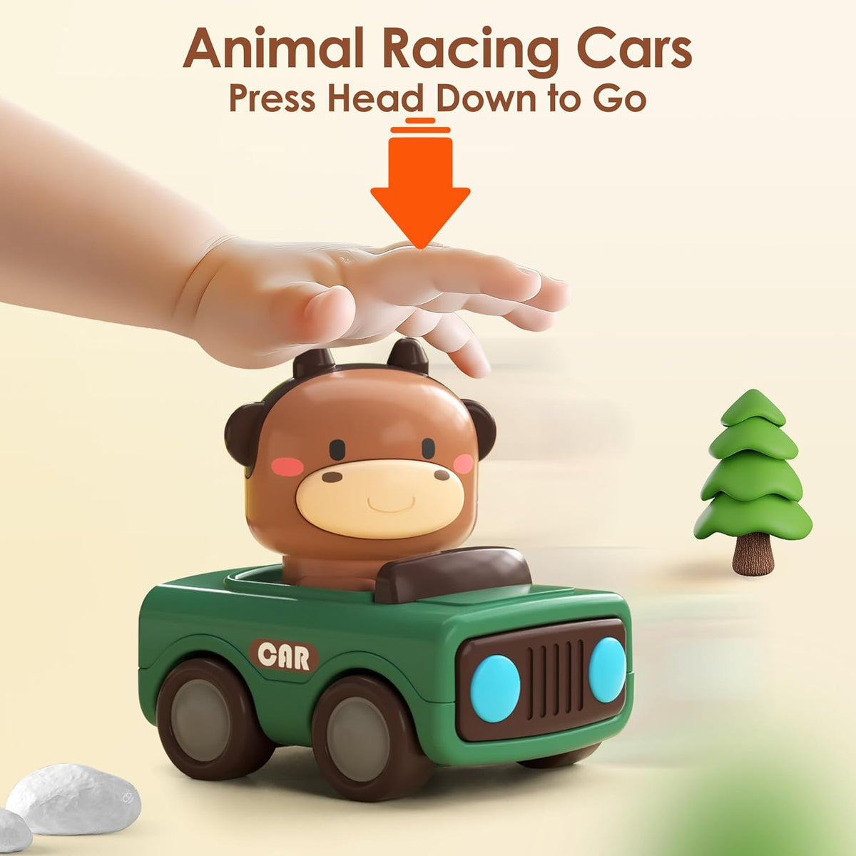 Baby Press to Go Car Toys for Toddlers 1-3, 1 Yr Old Boy Gift