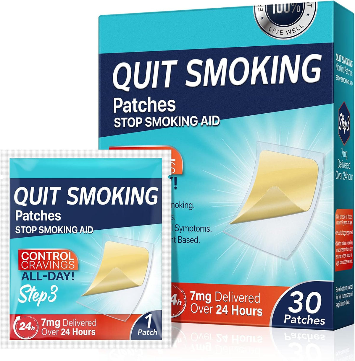 60PCS Quit Smoking Patches, Step 1 2 3 Stop Smoking Aids Patches