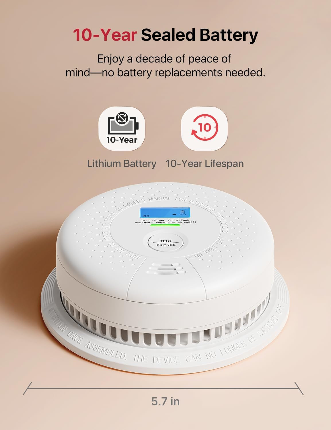 Smoke Detector and Carbon Monoxide Detector, SC01, 1-Pack