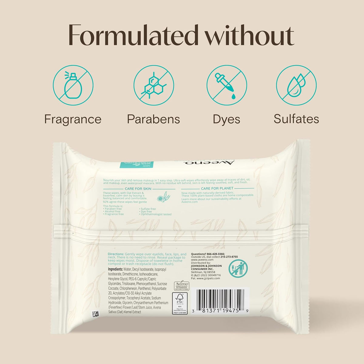 Calm + Restore Unscented Makeup Remover Wipes, Alcohol-Free, 25 Ct