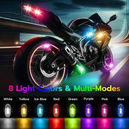 4 Pcs Wireless Rechargeable Magnetic LED Strobe Lights, 8-Colors USB Waterproof Anti-Collision LED Car Flashing Warning Light with Remote Control for Cars, RC Cars, Bikes, Motorcycles
