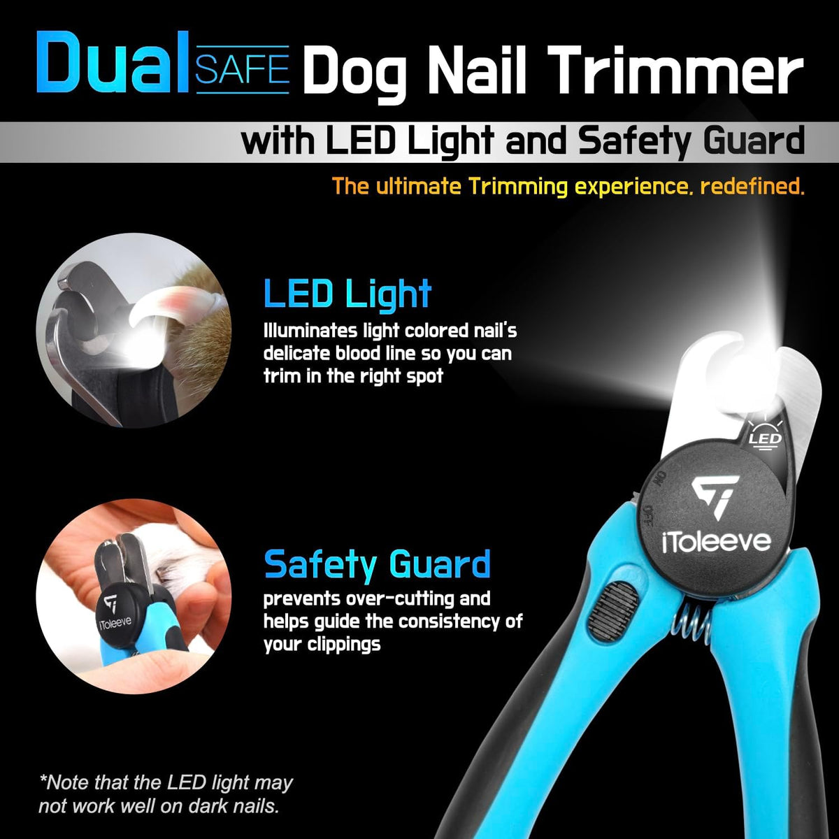 LED Dog Nail Clipper with Light, Illuminates Nails Helps See Quick