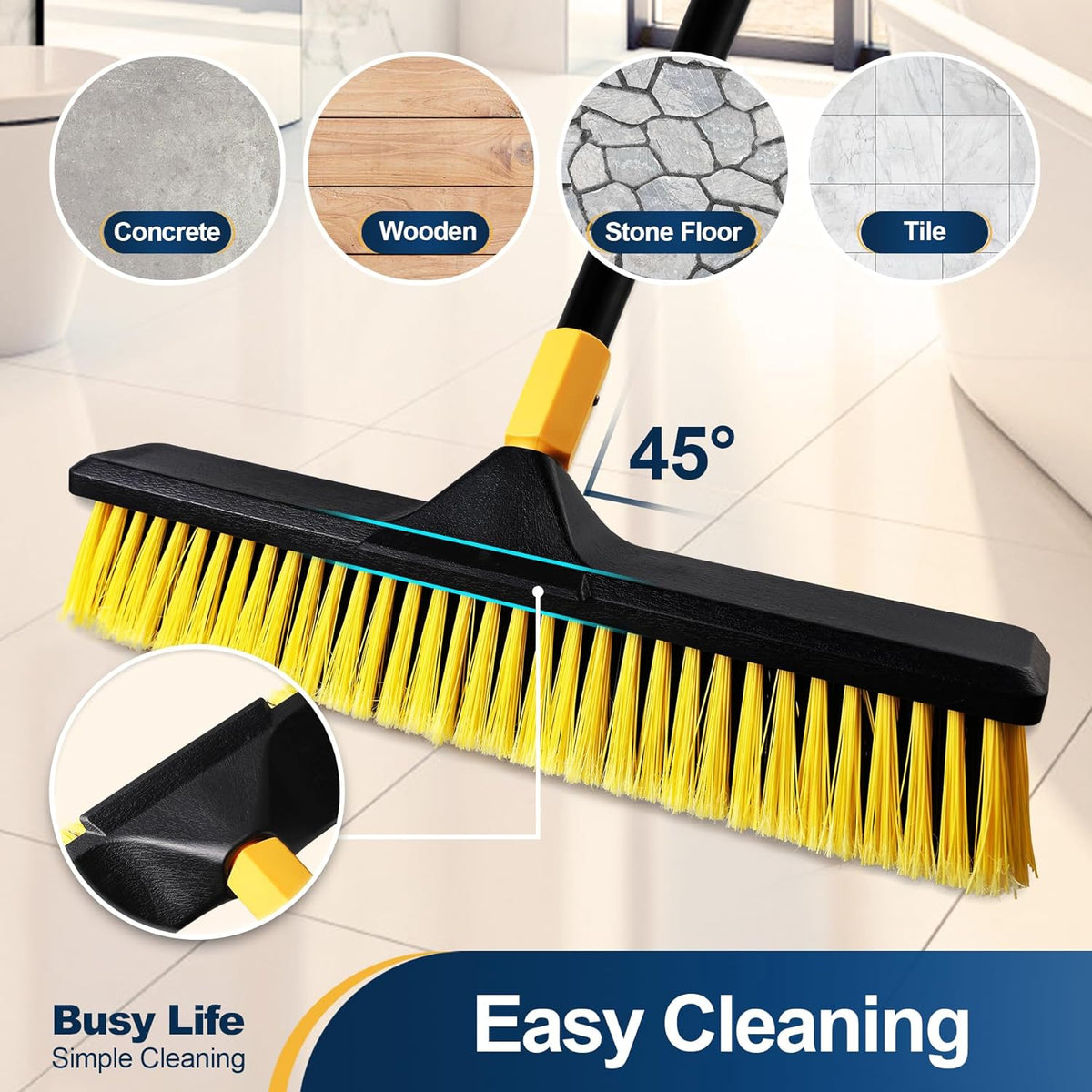18 Inch Push Broom Heavy-Duty Outdoor Commercial Broom Brush
