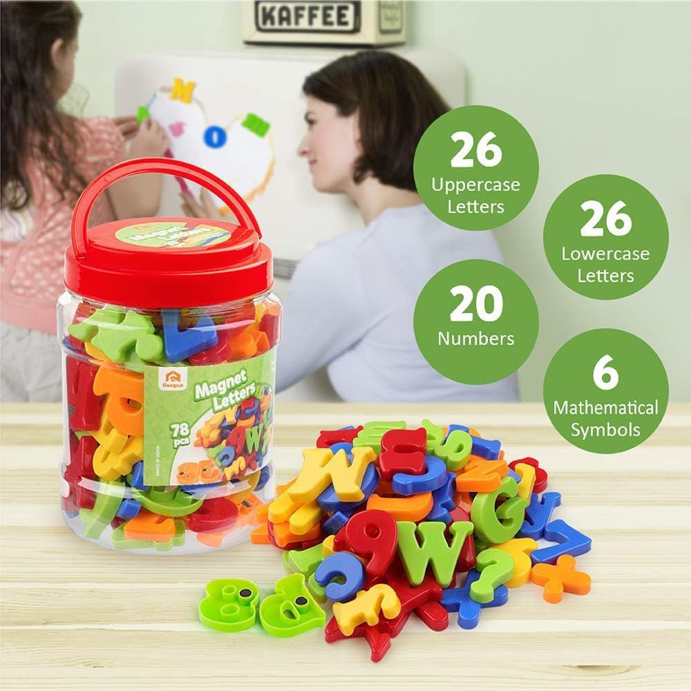 Magnetic Letters Numbers Alphabet Fridge Magnets Colorful Plastic ABC 123 Educational Toy Set Preschool Learning Spelling Counting Uppercase Lowercase Math for 3 4 5 Years Kid(78 Pcs)