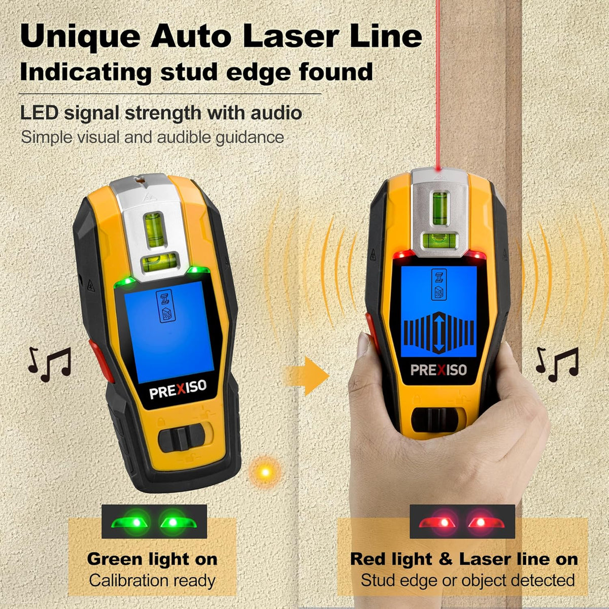 2-In-1 Stud Finder with Laser Level, Rechargeable Cross Line Laser
