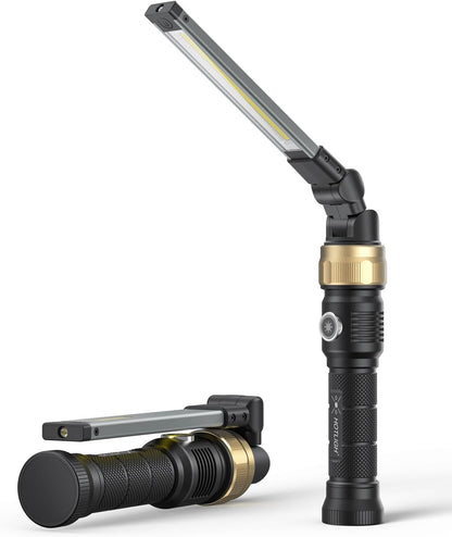 Rechaegeable Work Light, 5000Mah Magnetic Flashlight with 360° Rotate Foldable Design, 1200 Lumens Led Work Light, Mechanic Light for Car Repairing/Emergency,Fathers Day Dad Gifts