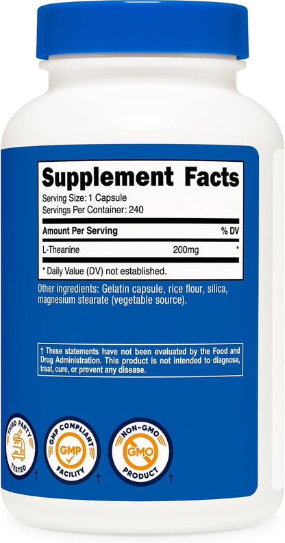 L-Theanine 200Mg, 240 Capsules - Double Strength