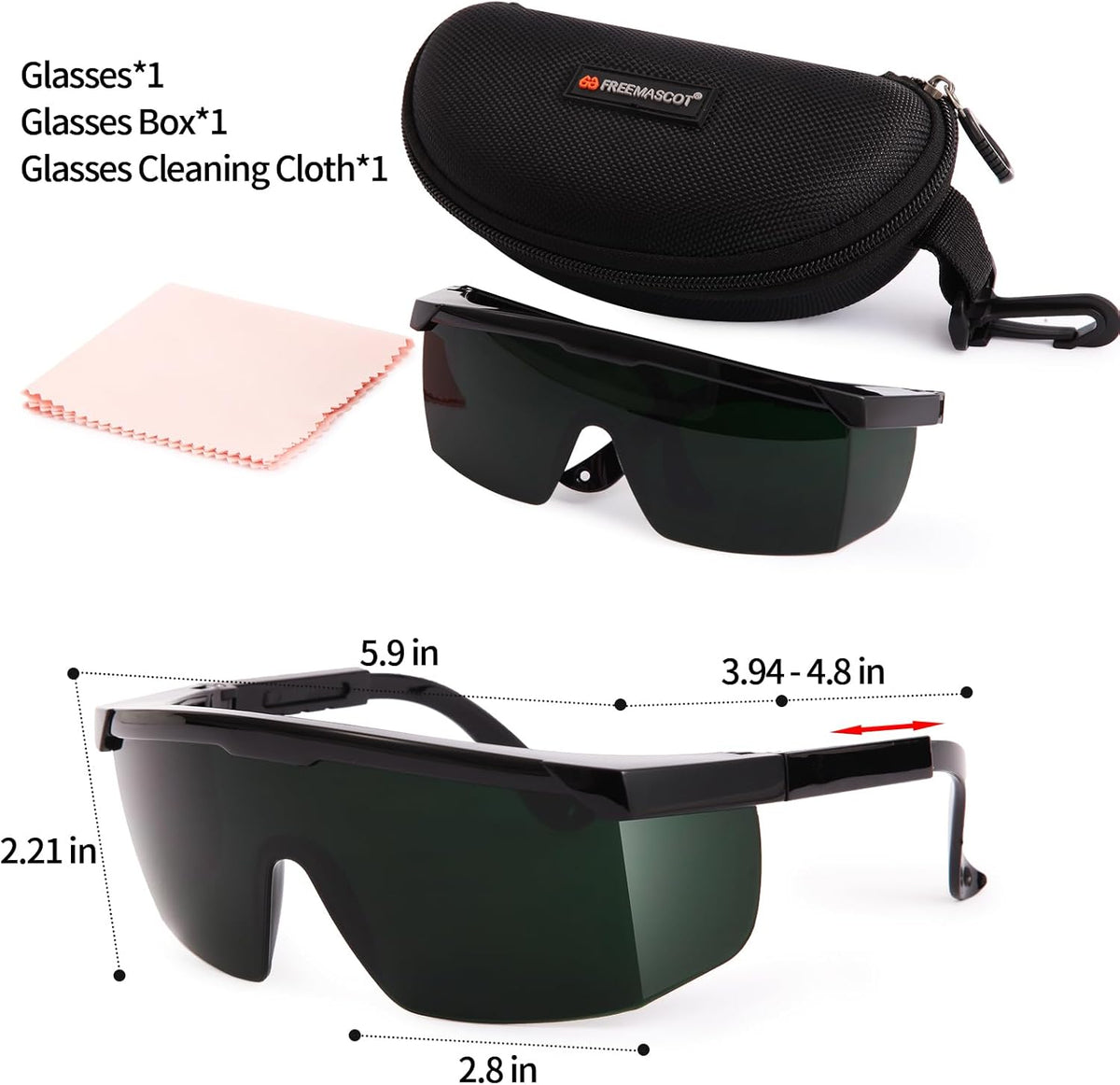 IPL 200Nm-2000Nm Laser Safety Glasses for Laser Hair Removal Treatment and Laser Cosmetology Operator Eye Protection with Case (Green)