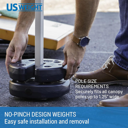 40 Pound Canopy Weight Set of 4 and Carry Strap with No-Pinch Design - Easy Installation and Removal to Secure Tents, Canopies, and Umbrellas at Outdoor Events