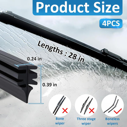 4Pcs Wiper Blade Refill, 28 Inch DIY Adjustable Wiper Blade Refill