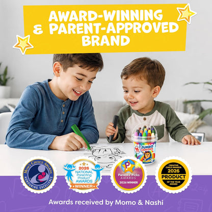 Jumbo Crayons for Toddlers 1-3 - Washable, Large Coloring Crayons for Kids